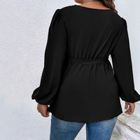 Women's V-neck Lantern Sleeve Slim Top