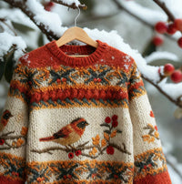 Womens Loose-fitting Pullover Sweater With A Round Neck And Floral Print