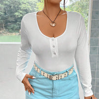 Women's Slim-fit Stretch Knit Long-sleeve Casual Versatile Top