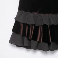 New Autumn Womens Velvet Patchwork Layered-Design Mini Skirt