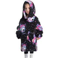 Boys And Girls Comfortable Cotton Velvet Cold-proof Clothes Lazy Blanket Hooded Plus-sized Thickened Blanket Lazy Clothes Children's Sleepwear