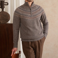 Wool Slim Fit Stand Collar Embroidery Warm Fashion Vintage Sweater