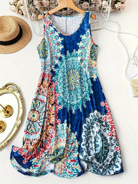 Women's Fashion Printed V-neck Sleeveless Dress