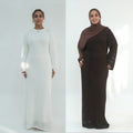 Middle Eastern-style Cozy And Chic Knit Hollow-out Dress