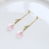 Transparent Crystal Love Long Fringe Earrings