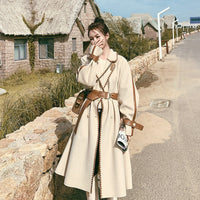 Beige Double-sided WoolWomen's Color Edge Baggy Felt Coat