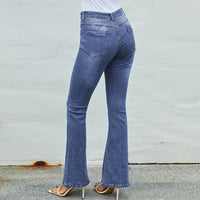 High-waist Stretch Distressed And Thin Wide-leg Pants