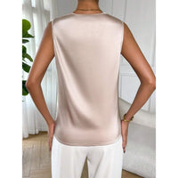 Sleeveless Satin-like Silk Blouse For Spring And Summer