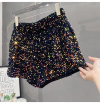 Suede Embroidered Beaded Gray Casual Shorts For Women