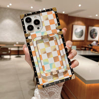 Checkerboard Square Bracket Shell Mobile Phone Case