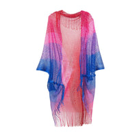Women's Cloak Travel Ethnic Rainbow Stripes