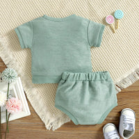 Summer New Short Sleeve Large Pocket Sweatshirt Shorts Suit
