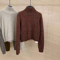 French Loose High Collar Short Section Cashmere Sweater Women