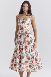 Spicy-style Floral Mid-length Dress With A Backless Halter Design