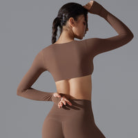 Deep V-neck Figure-hugging Breathable Cross-over Yoga Wear
