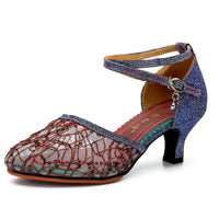 Latin Dance Shoes Female Adult Mid Heel Summer