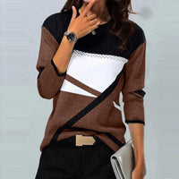Casual Striped Long Sleeve Round Neck T-shirt