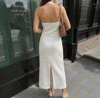 Womens Sexy Backless V-Neck Camisole And Skirt Set