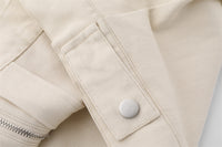 Color Letter Veneer Embroidery Contrast Color Lapel Denim Jacket