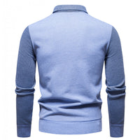 Autumn And Winter New Men's Long-sleeved Fake Two-piece Fashion Fleece-lined Striped Shirt
