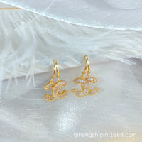 Pearl Bow Stud Earrings Women's High Sense