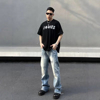 Washed Light Blue Ripped Jeans For Men
