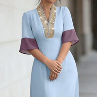 Patchwork Dress Elegant And Youth-Enhancing For Women