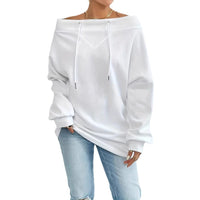 Women's Loose Casual Drawstring Off-the-shoulder Off-shoulder Top