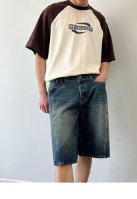 Washed Do The Old Cowboy Shorts Men's Loose Straight Shorts