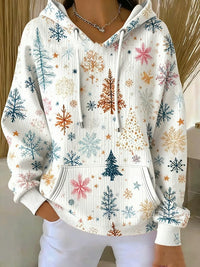 Women's Casual Loose Fashion Waffle Round Neck Sweatshirt