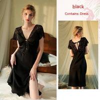 Autumn And Winter New Sexy Nightdress Ice Silk Suspender Skirt