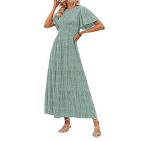 Women's Short-Sleeve Crew-Neck Bohemian Beach Dress