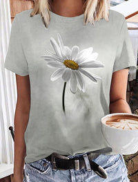 Animal Floral Shading Round-neck Comfortable Printed Short Sleeve