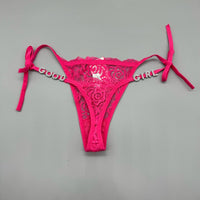 Traceless Briefs Lace Women's T-back Letters Diamond Decorations