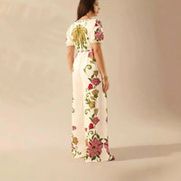 Women's Deep V-neck Printed Fashion Wide-leg Jumpsuit