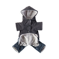 Corduroy Pet Four-legged Hooded Fleece Lined Coat