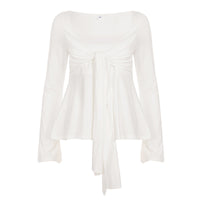 New Relaxed Loose-fit Womens Long-sleeve Top With A Square Neckline