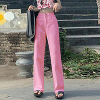 Women's High Waist Straight Jeans Loose-fitting Wide-leg Trousers