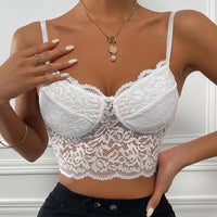 Ins Women's New Solid Color Stitching Sexy Lace Vest