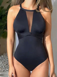 Fashionable And Sexy Womens Mesh One-Piece Swimsuit With Botanical Print