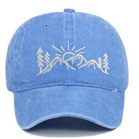 Mountain Style Embroidered Baseball Cap Cotton Worn Looking Washed-out Baseball