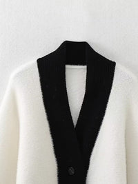 Autumn And Winter New Contrast Color Batwing Shirt Knitted Coat Sweater