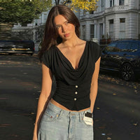 Womens Slimming Figure-flattering Short-sleeve T-shirt Cropped Top