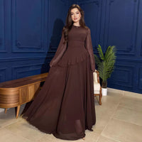 Women's Crew Neck Slim-fit Long-sleeve Dress