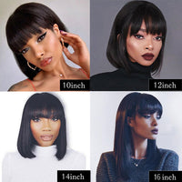 Wig Bangs Bobhaircut Bob Wig Human Hair Wig
