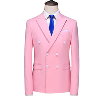 Men's Slim-fit Solid Color Double-row Two-button Suit