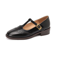 Vintage Brogue British Style Chunky Heel Pumps