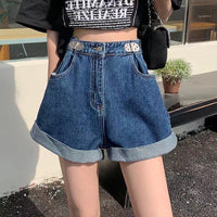 Women's Retro Loose And Thin Curly Denim Shorts
