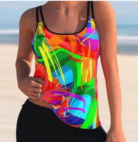 Plus Size Split Bikini Printed Two Pieces