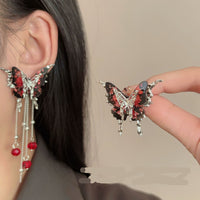 Ankela Red Butterfly Tassel Earrings For Women